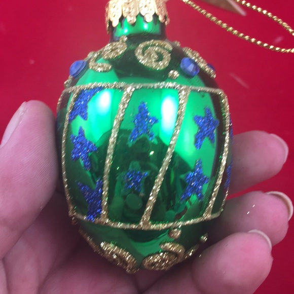 Vintage GKI/Bethlehem Glass Egg shaped embellished Christmas Ornament - Picture 3 of 6